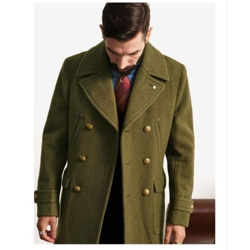 New Men's Clothing British Men's Mid-length Long-sleeved Woolen Coat Autumn and Winter Woolen Coat 3XL