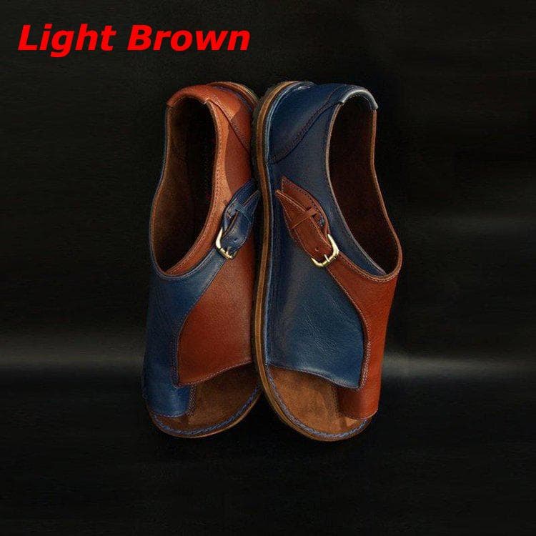2022 Summer New Women's Color Matching Sandals Flat Buckle Sandals 37 light brown