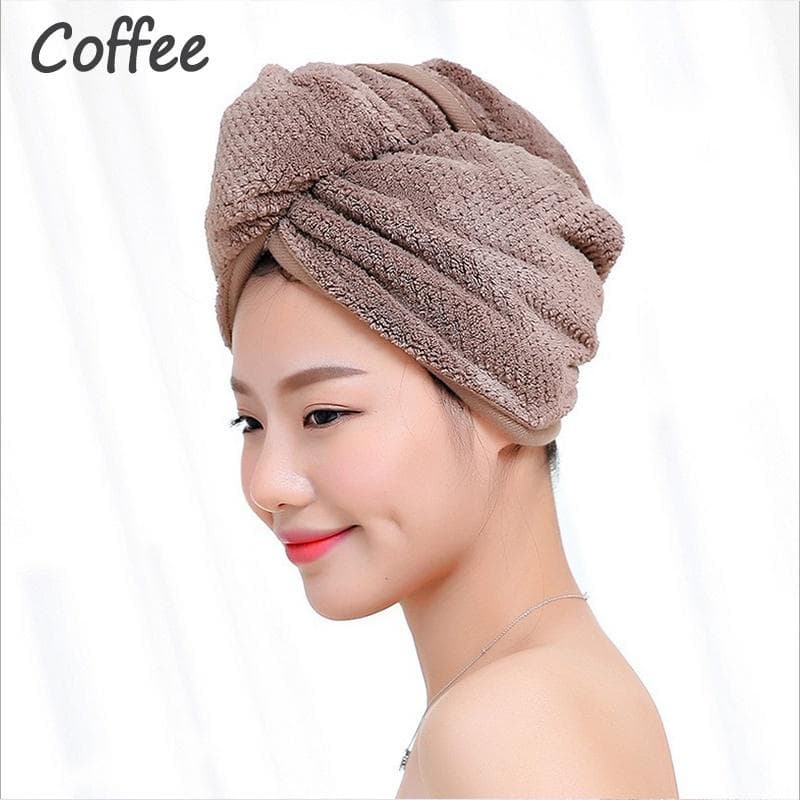 Microfiber Fleece Fabric Women Hair Towel Bathroom Super Absorbent Quick-drying Bath Towel coffee