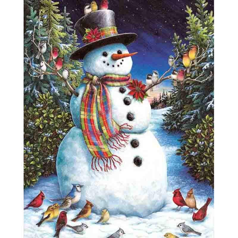 5D DIY Diamond Painting Cartoon Snowman & Birds Embroidery Cross Stitch Rhinestone Mosaic Painting 20X30CM