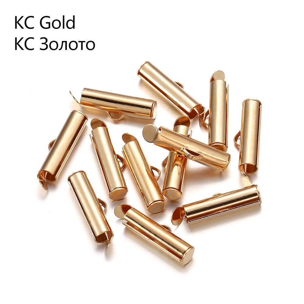 30-50Pcs/lot Crimp End Caps Slider Clasp Buckles Tubes Diy Bracelet Connectors Loom Findings for Jewelry Making Accessories 13mm x 50pcs