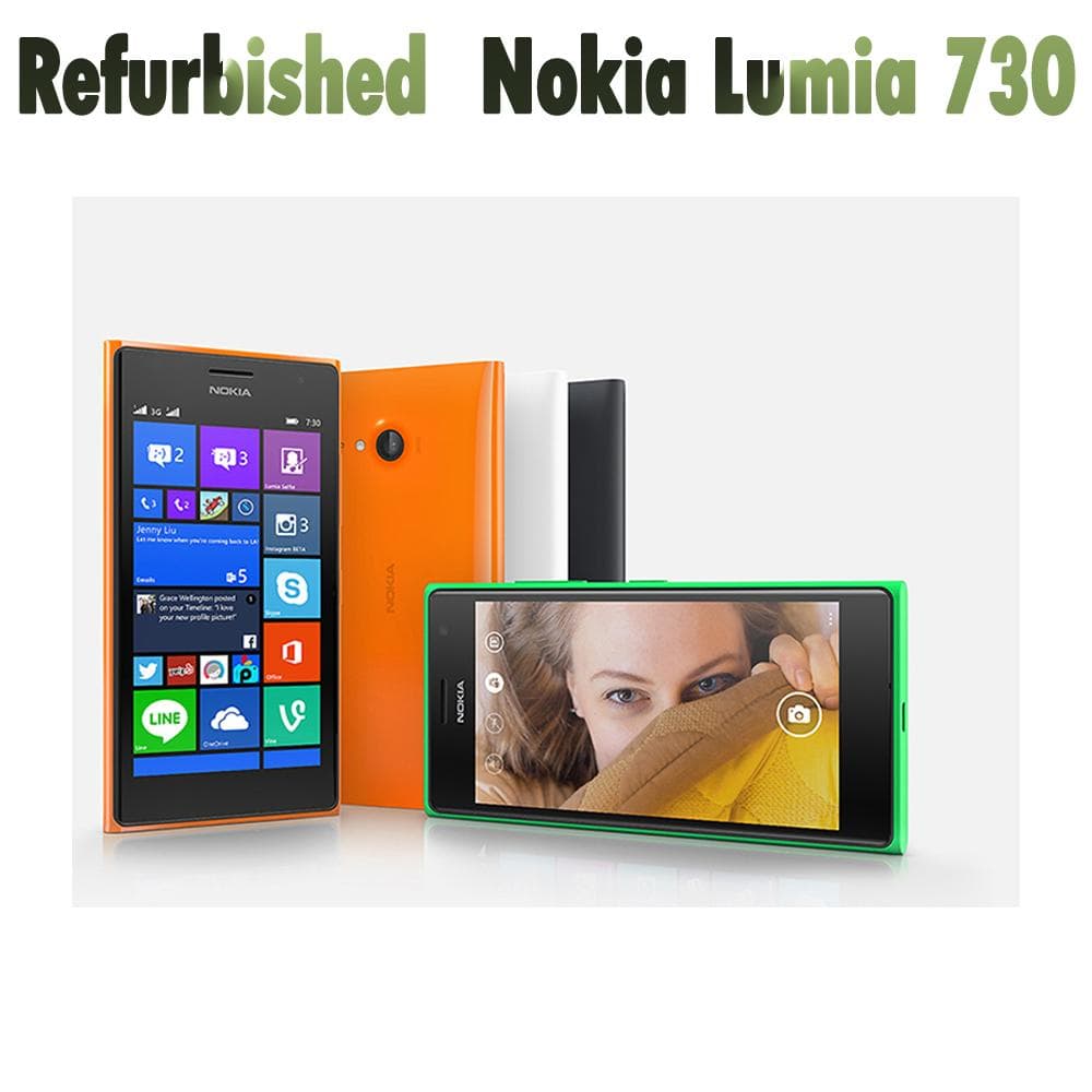 Refurbished Nokia Unlocked Original Nokia Lumia 735 1 SIM 730 2 SIM 4.7 8GB ROM 1GB RAM Quad Core LTE Mobile Phone With 1/2 SIM 735 1 SIM Simple Set green