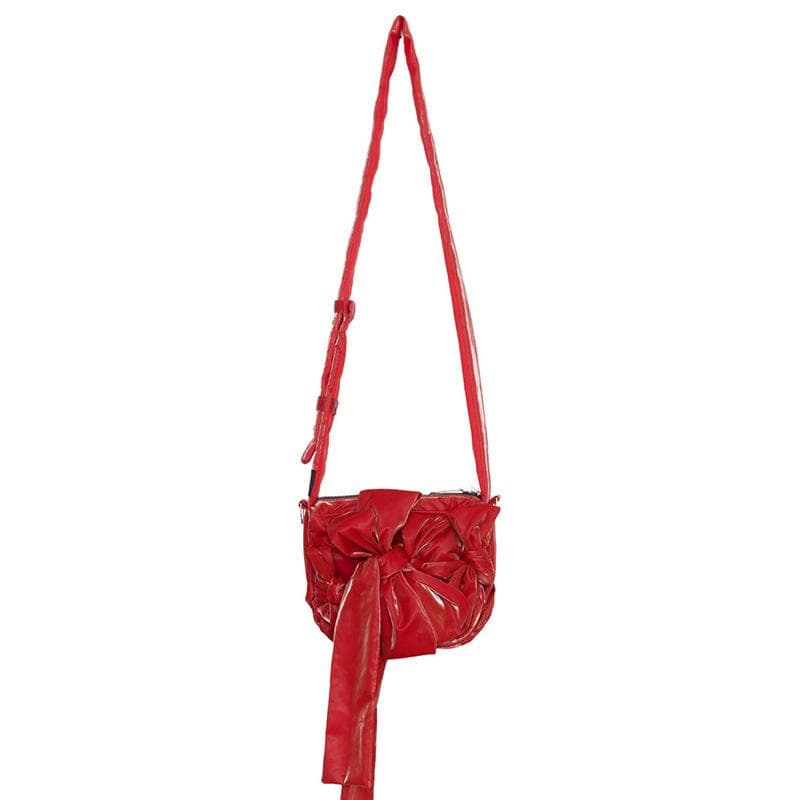One-shoulder Bag Women's Spring New All-match Senior Color Pleated Bag Crossbody Bow Bag red