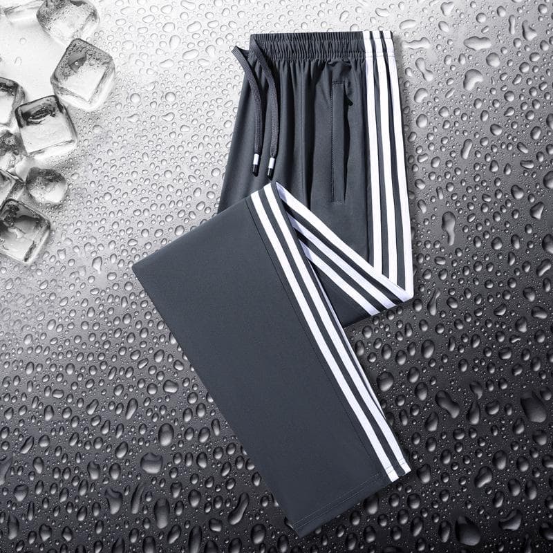 Men's Casual Ice Silk Pants - Lightweight, Loose-Fit, Breathable Three-Stripe Design, Perfect for Summer Outdoor Sports. 5XL (95-110 kg)