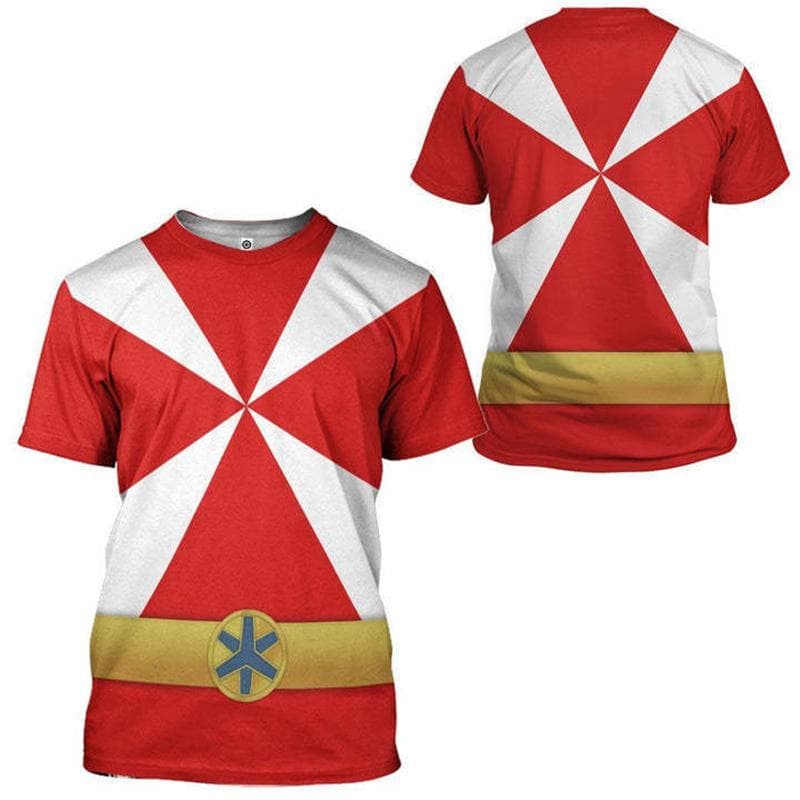 Animation Peripheral Power Rangers Extraordinary Marines 3D Printing Summer Casual Short Sleeve Loose Men's and Women's T-Shirts S
