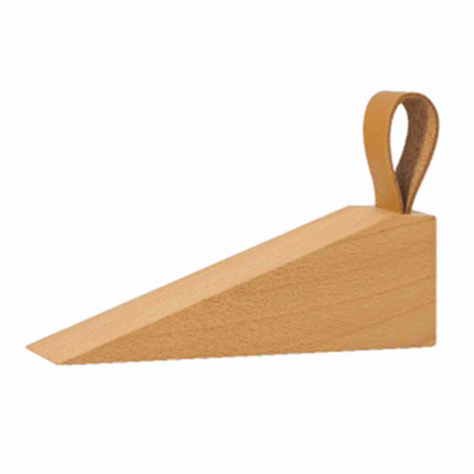 Wooden Door Stopper Prevent Slip Shock Absorbing Quiet Beech Wood Floor Door Stop with Band for