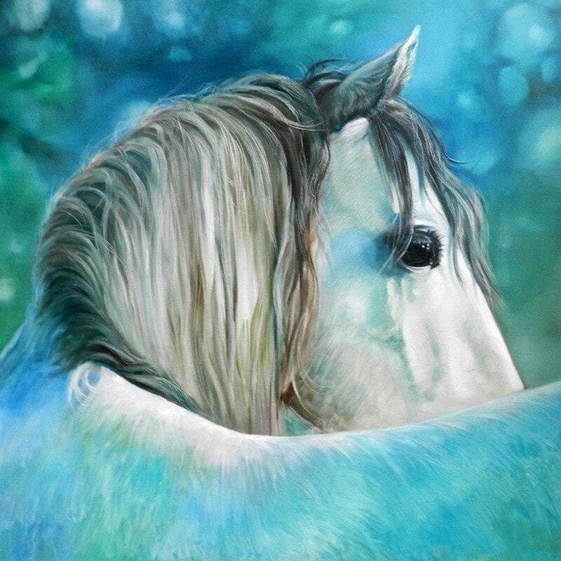 Diy Diamond Painting Cross Stitch White Horse Rhinestone Diamond Embroidery Cross Stitch Full Drill 30x30CM