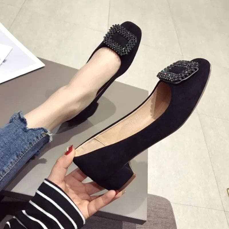 Fashion Office Lady Dress Shoes Women Pumps Brand Woman Party Shoes Elegant Low Heels 3cm Black Pink Plus Size 42 40 black