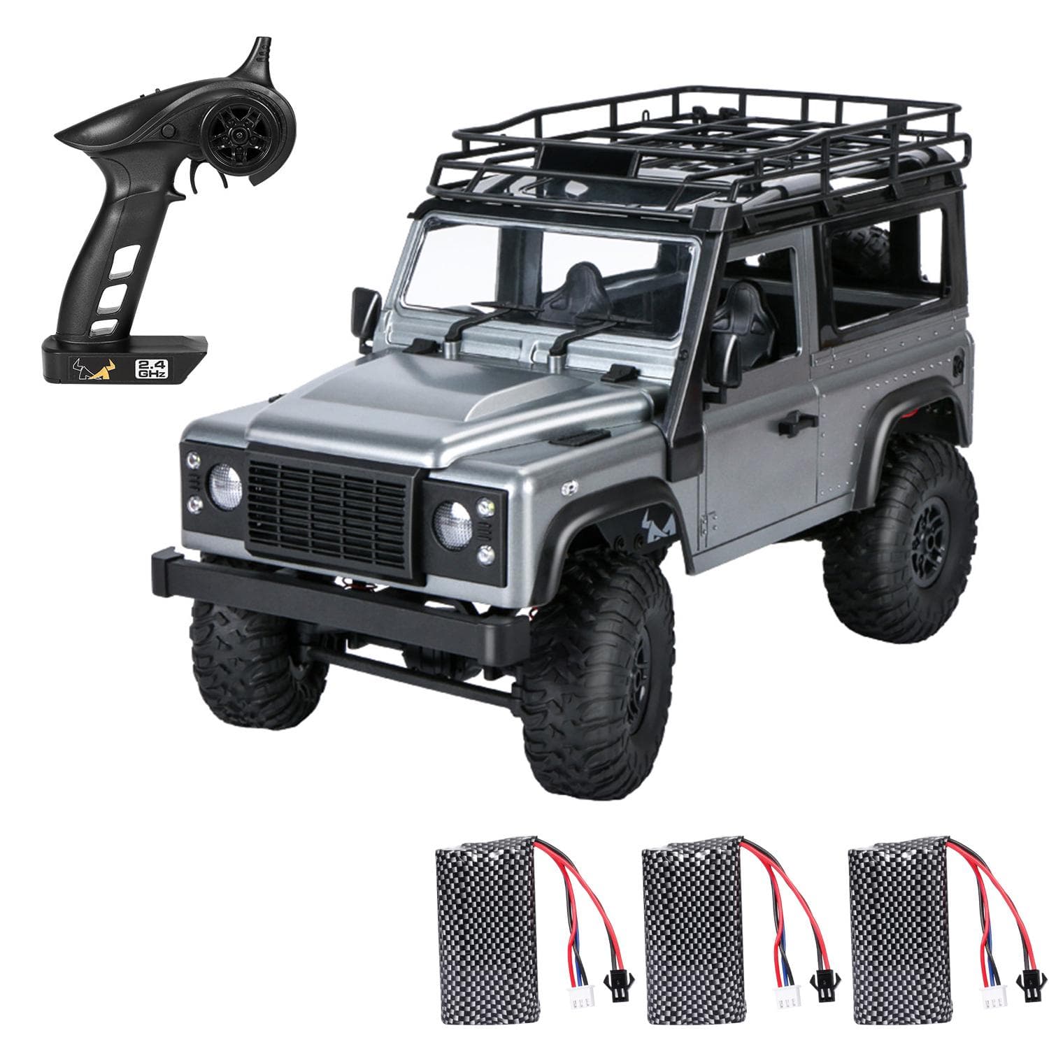 MN 99s 2.4G 1/12 4WD RTR Crawler RC Car Off-Road Truck for Land Rover Vehicle Models 3 batteries 3 Batteries grey