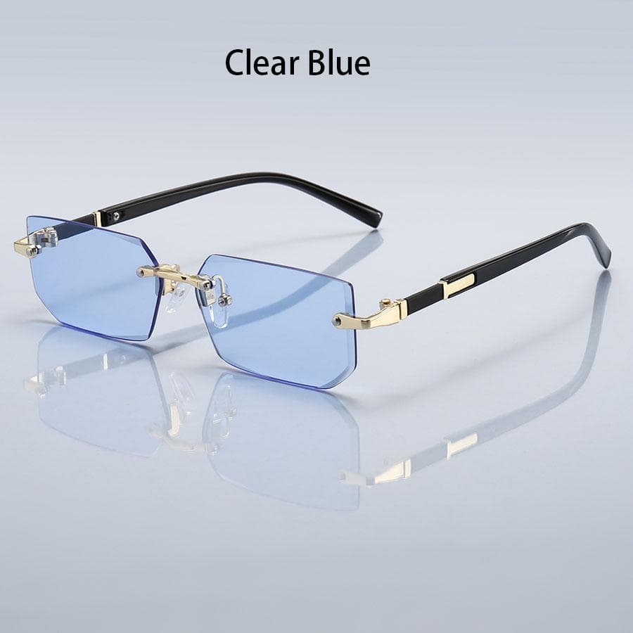 Luxury Rimless Rectangle Gradient Lens Unisex Safety Goggles Metal Frame Glasses for Women Men