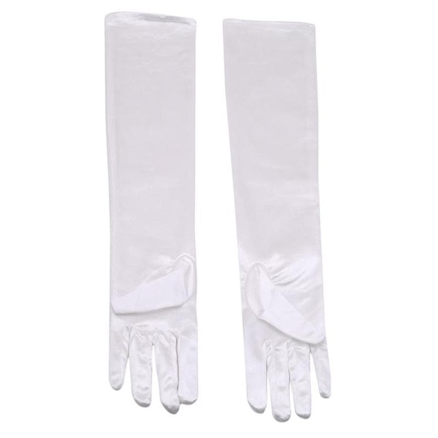 Women's Stage Ceremony Dance Bridal Party Vintage Long Gloves one size white