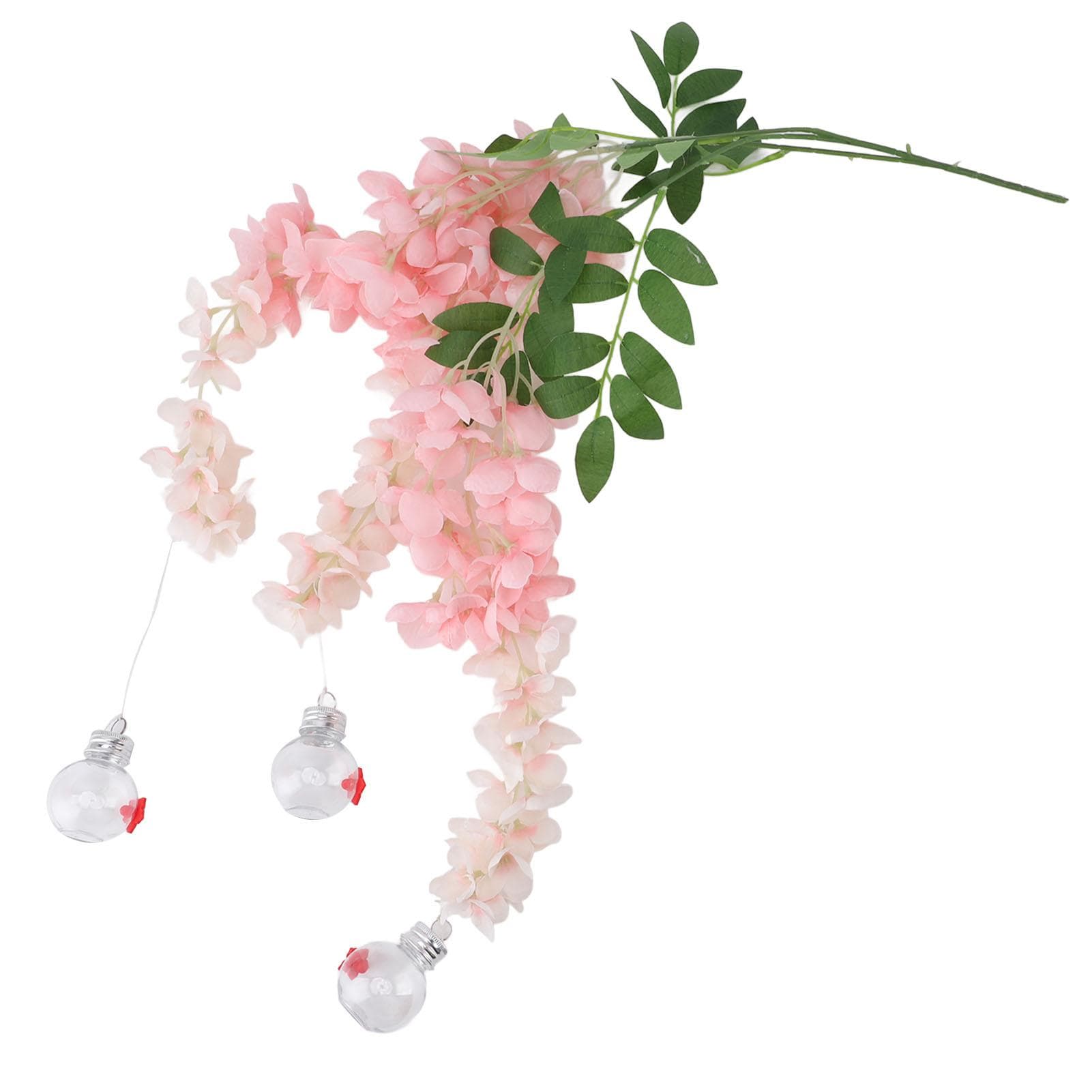 Wisteria Flower Bird Feeder Realistic Leak Proof Plastic Silk Flowers Hummingbird Feeder for Deck pink