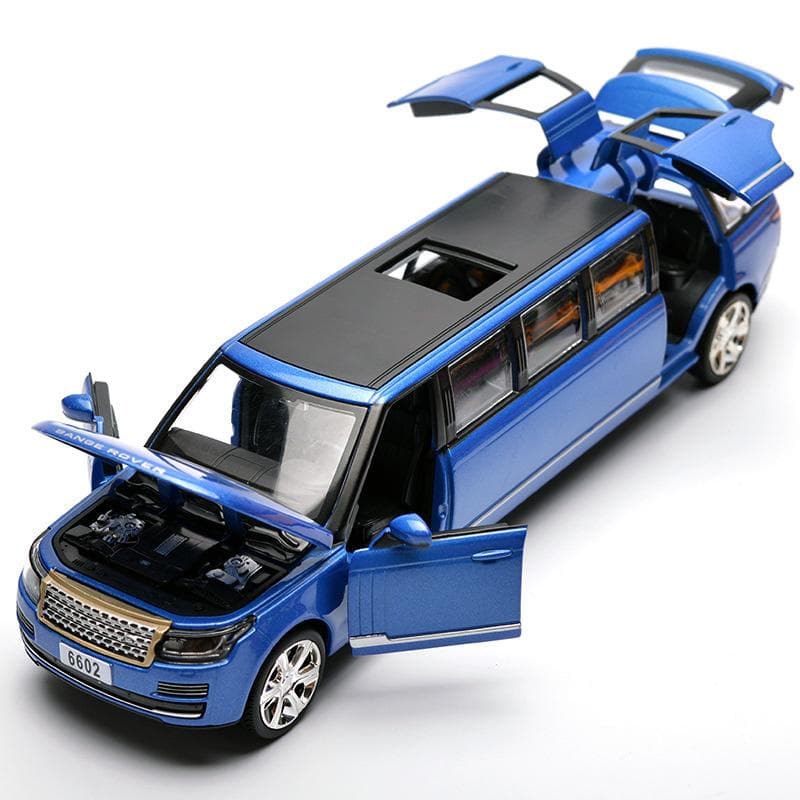 1/32 Scale Land Range Rover Lengthen Diecast Car Model Toy, Pull Back Toy Vehicle with Sound and Light for Kids Toddler Boys Girls Gift Collection 1/32-23x6x5.5cm blue