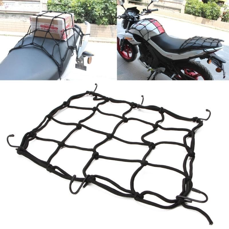 2019 New Black Motorcycle Luggage Net Bike 6 Hooks Hold Down Fuel Tank Luggage Mesh Web Styling High Quality moto adjustable Cargo Net black