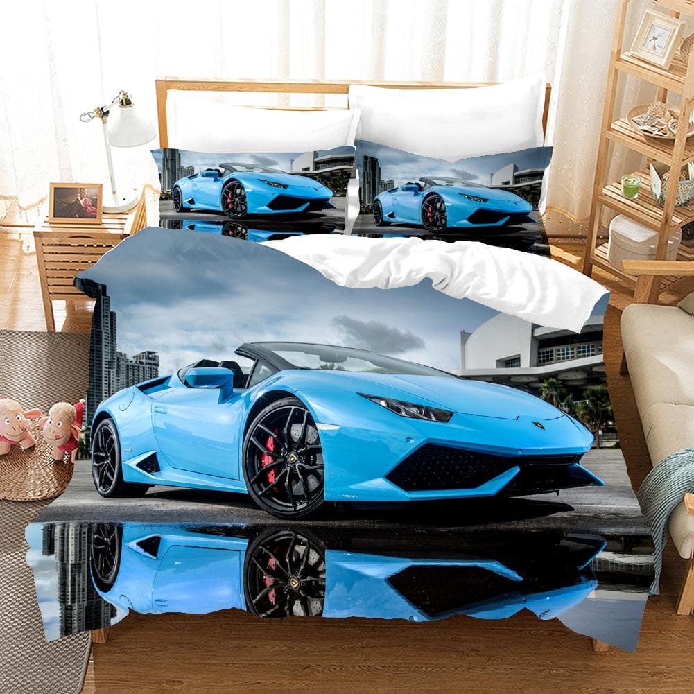 Sports Car Duvet Cover Sets Race Car Bedding Sets With Pillowcases For Teenagers Kids Boys Cool Bedroom Decor US Full(200x230cm)