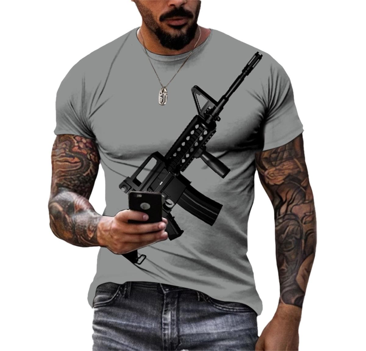 T Shirt For Men 3d Gun T Shirts Funny Printed Streetwear Beretta Gun Tshirt Fashion Casual Short Sleeve Punk Gun Tops T-shirts 2XL