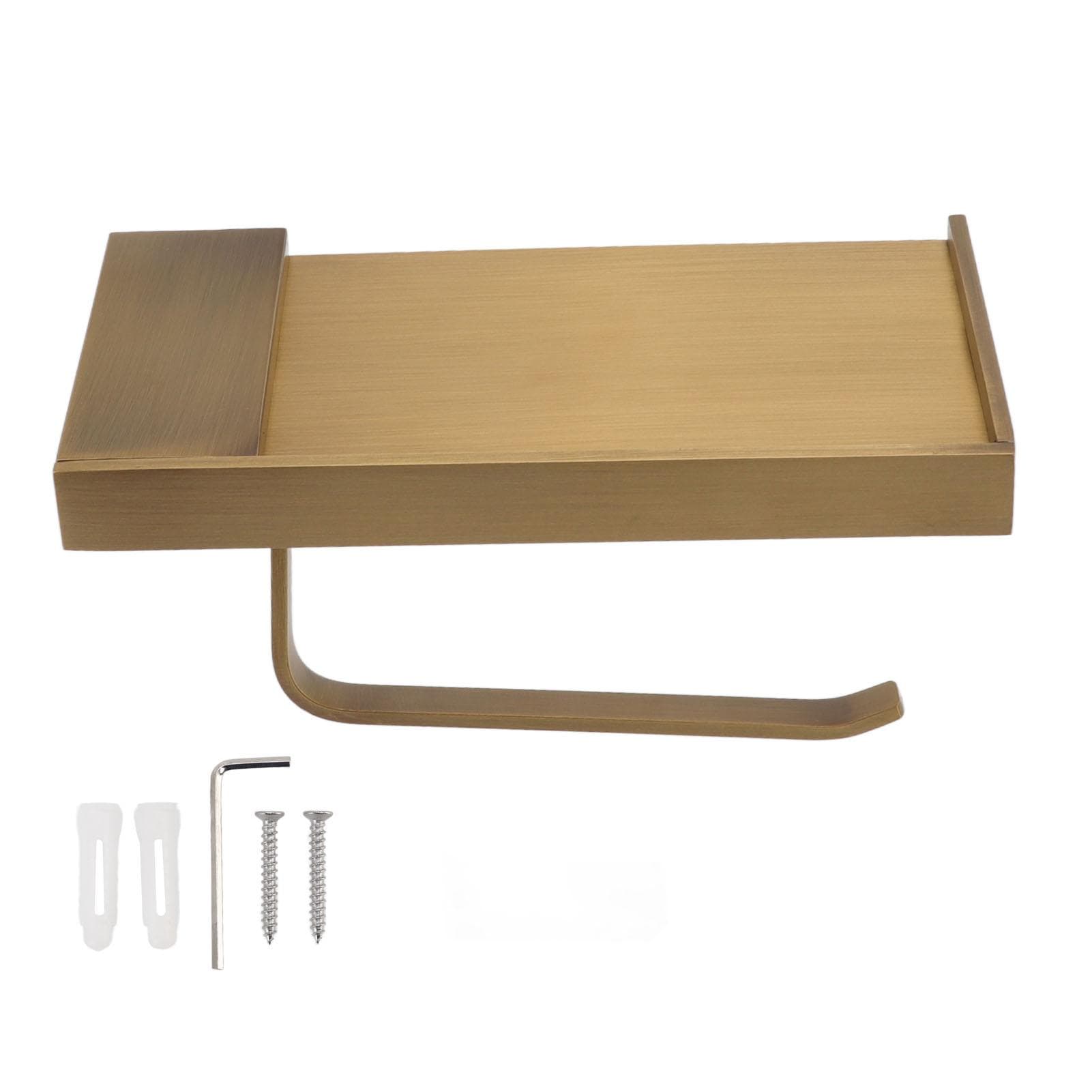 Paper Towel Holder Antique Style Pure Copper Wall Mounted Stable Floating Towel Holder with Shelf