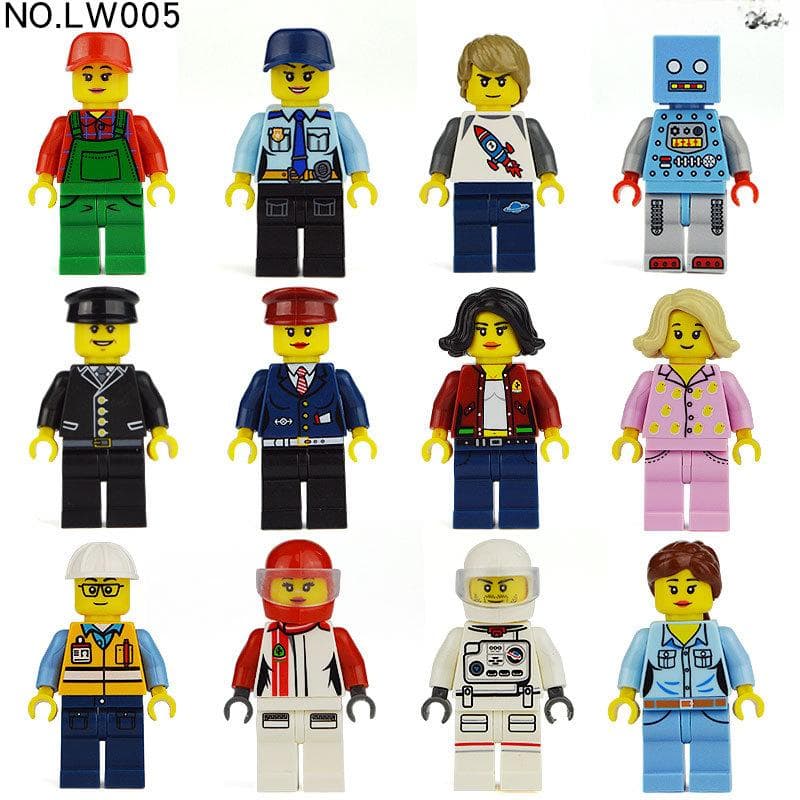 12pcs Urban Professional Doll Building Block Toy Set Children's Assembling Educational Building Block Toy