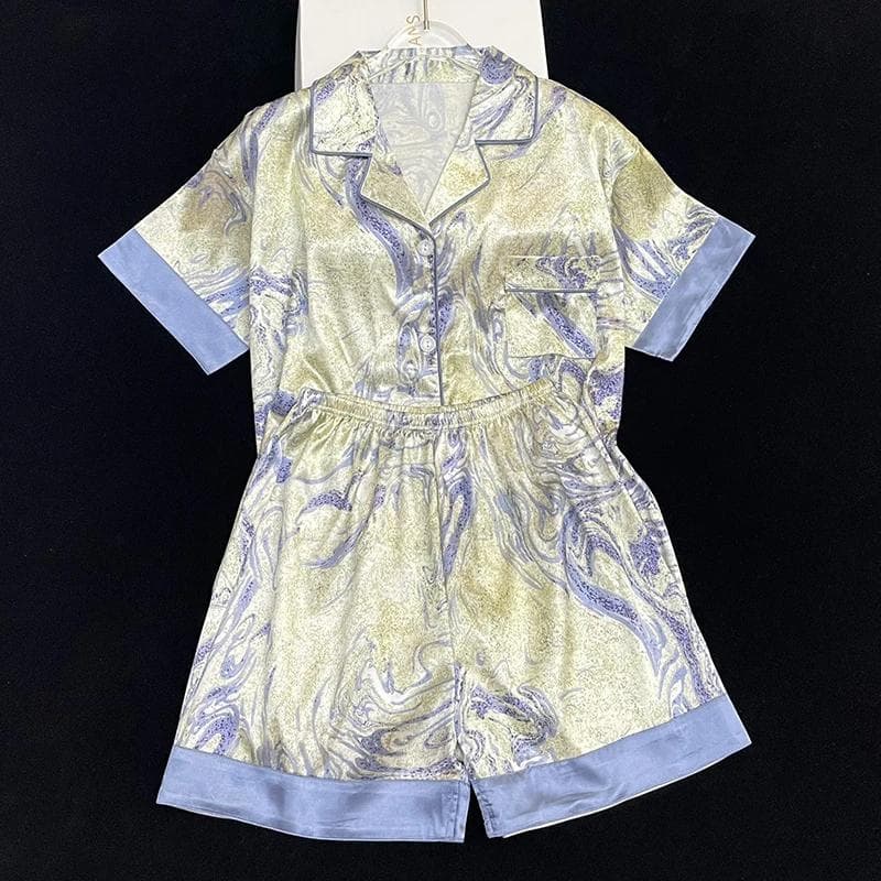 Print Women's Pajamas Summer Sleepwear New Short Female Housewear XL