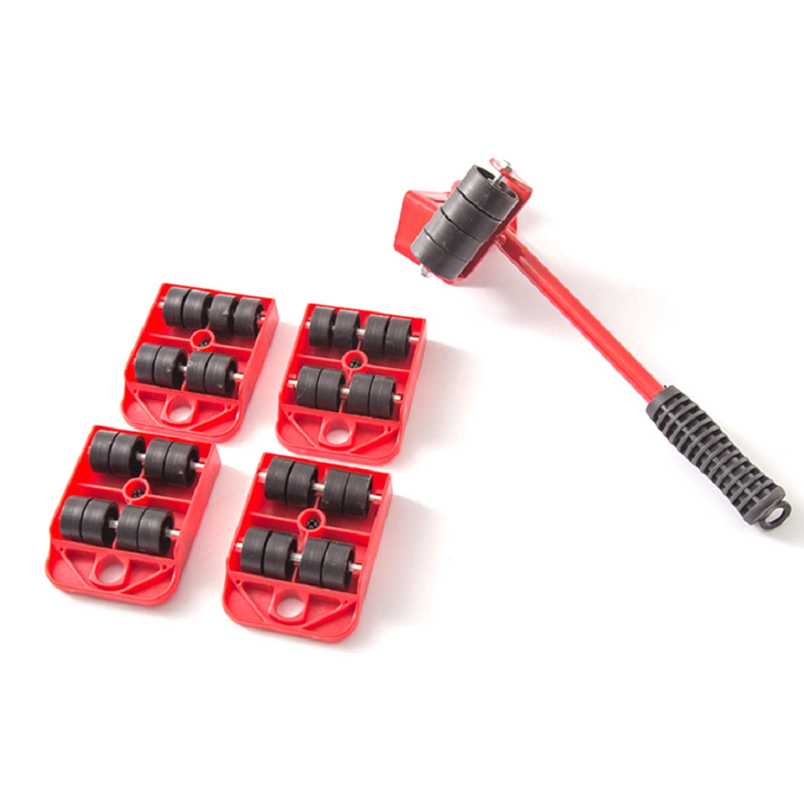 5PCS Heavy Type Furniture Moving System Lifter Tool 4 Slide Glider Pad Wheel Easy Move red