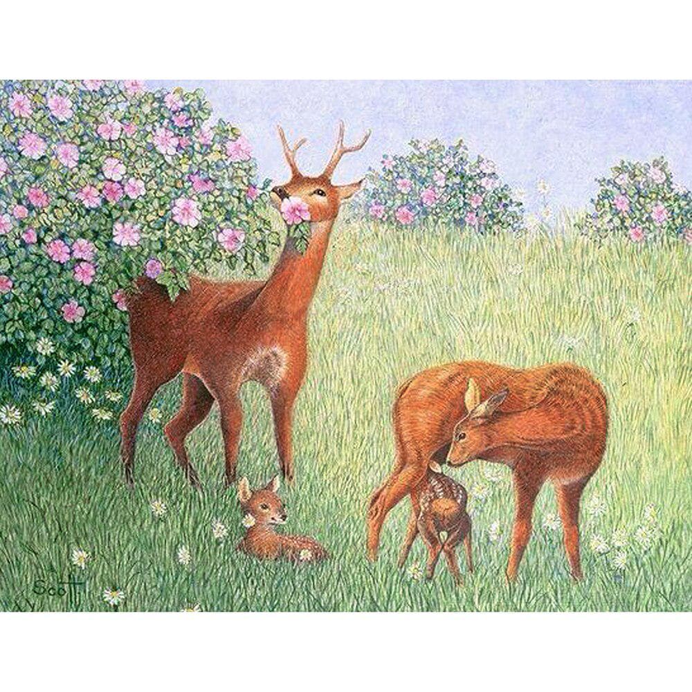 5D DIY Full round Diamond Painting deer family Embroidery Cross Stitch Rhinestone 20X30CM