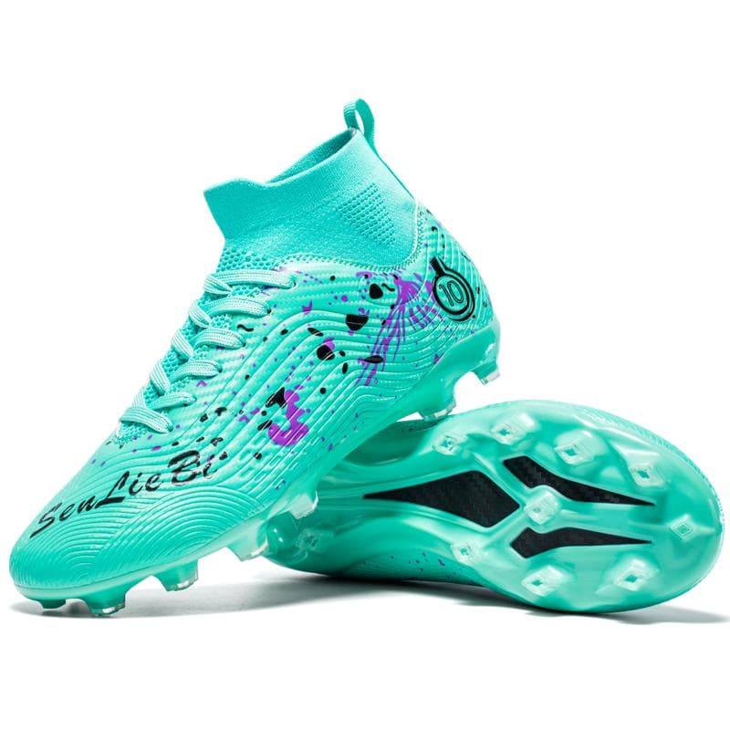 33-46 Unisex Football Boots Are Long Nails High Elastic Socks Professional Artificial Captain Outdoor Sports Children Football Shoes 38 green