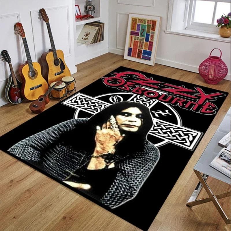 Ozzy Osbourne Band Printed Carpet Living Room Bedroom Fashionable and Aesthetic Anti slip Carpet Photography Props Birthday Gift 40cm by 60cm