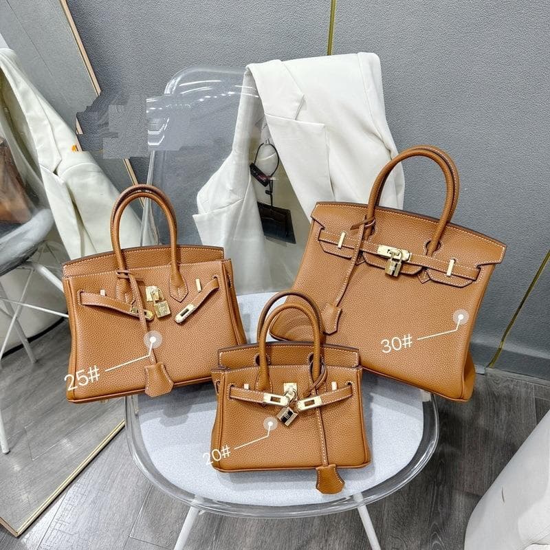New Gold Buckle Silver Buckle Layer Cowhide Togo Platinum Bag Genuine Leather Women's Bag Hand-held Bag 25x13x19cm