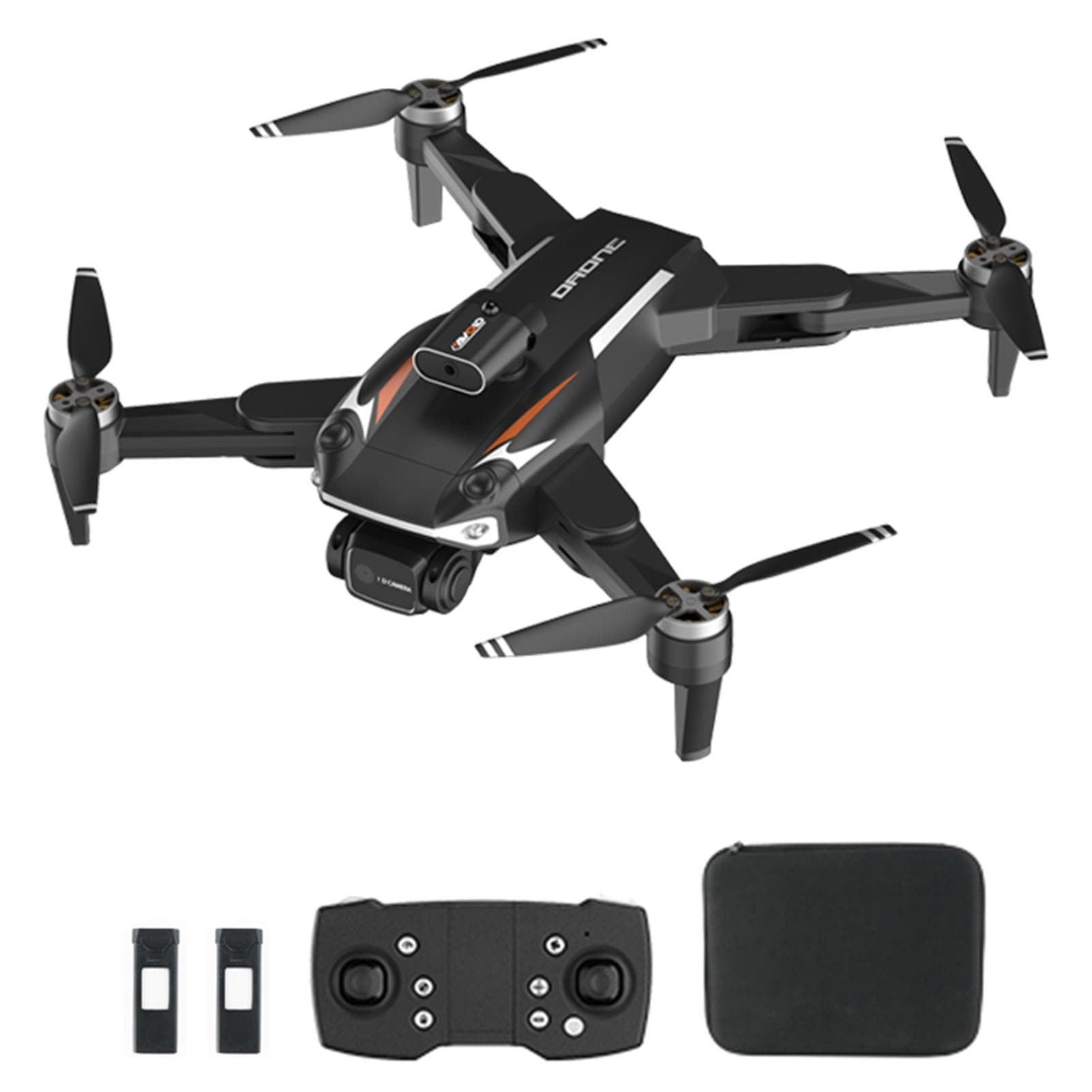 Remote Control GPS Drone with Dual Camera 8K Foldable Headless Drone with Obstacle Avoidance 2 Battery black
