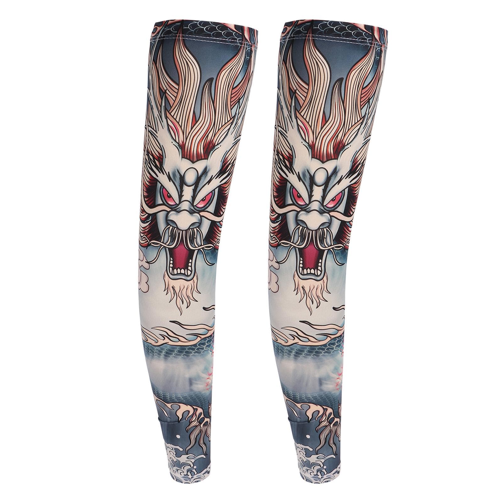 UV Sun Protection Sleeves Ice Silk UPF50 Moisture Wicking Tattoo Pattern Arms Cooling Covers