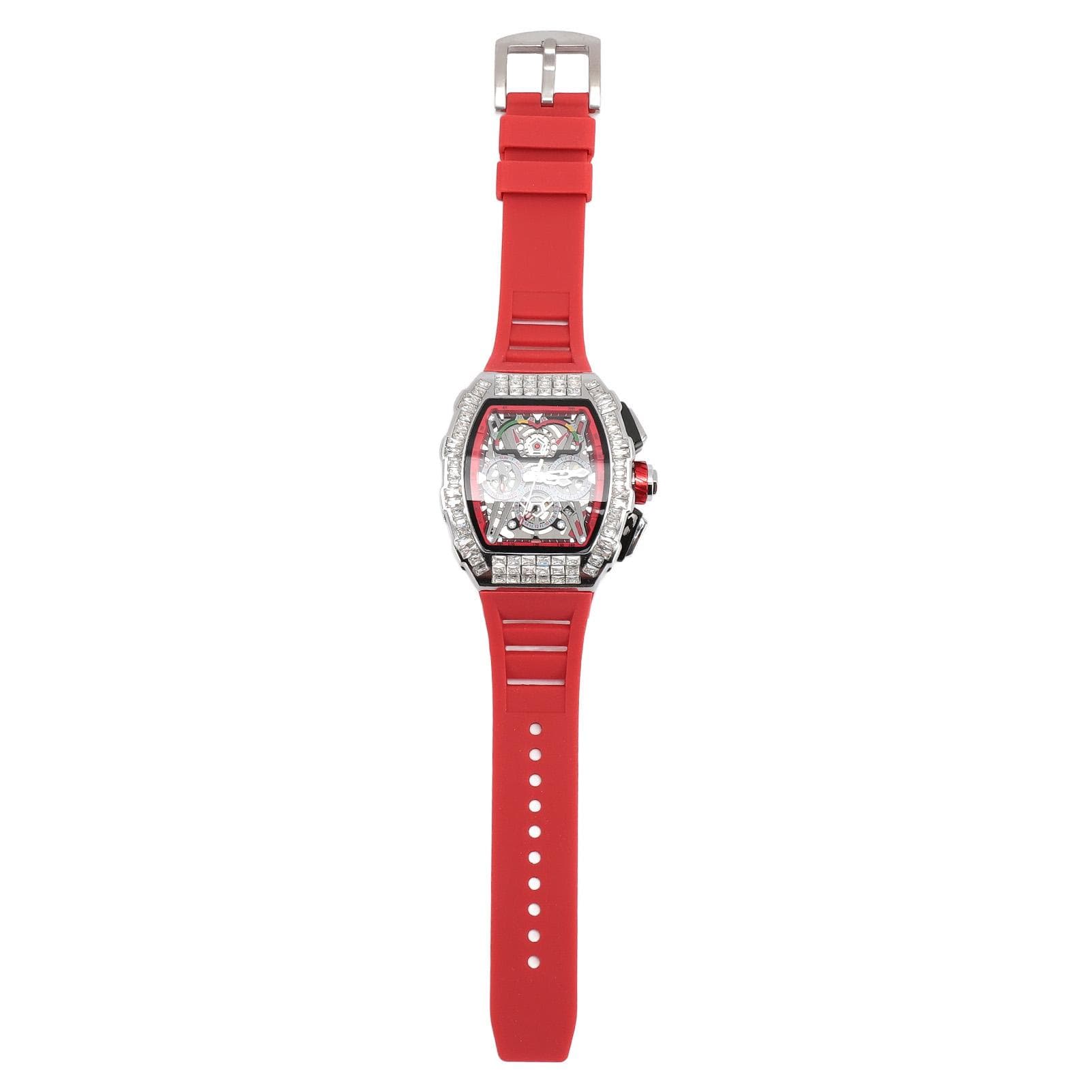Analog Quartz Wristwatch 30m Waterproof Silicone Strap Multi Functional Quartz Watch for Man Silver