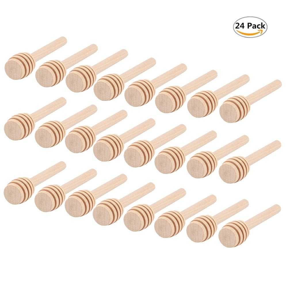 24 PCS Wooden Lightweight Honey Dipper Stirring Stick Rod