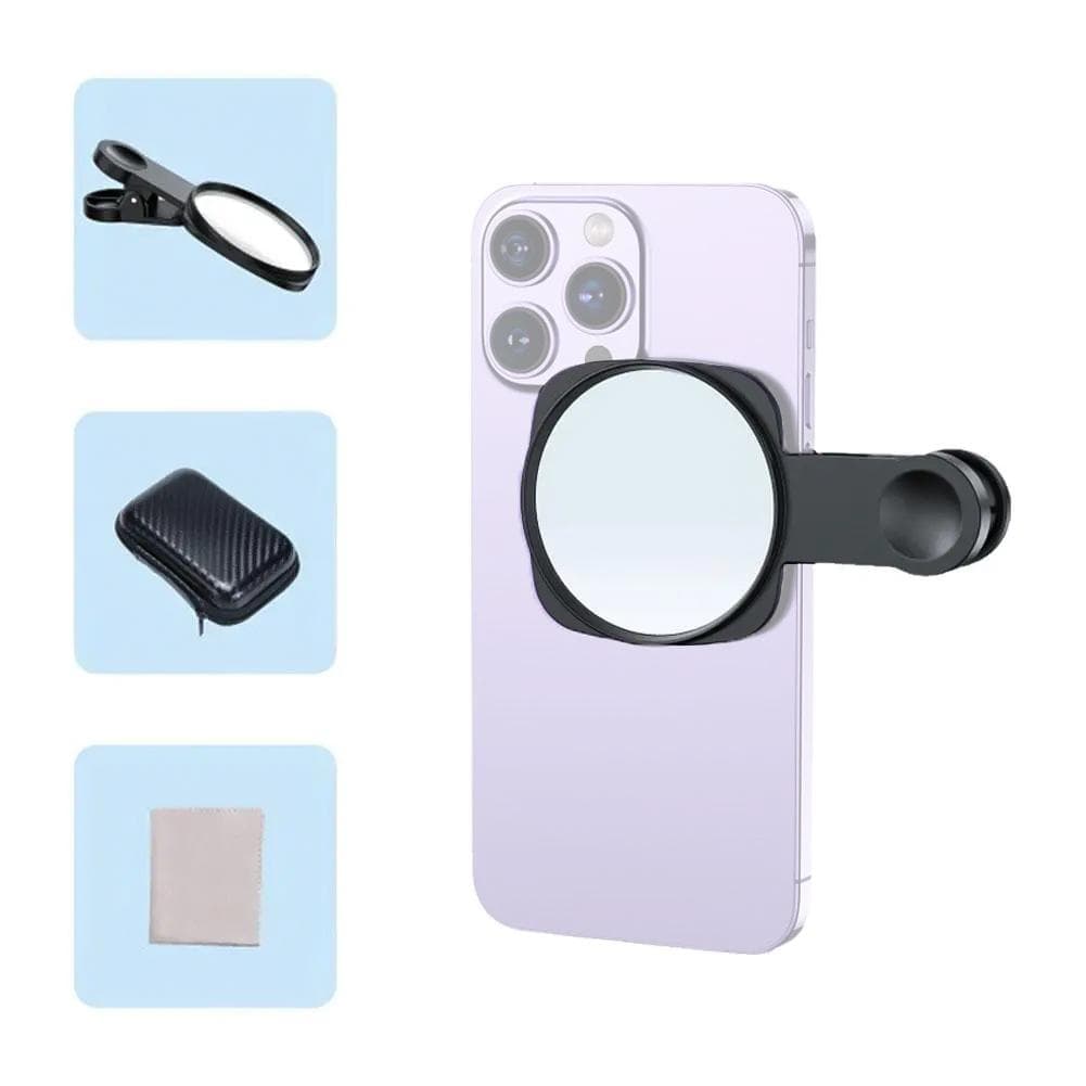 Selfie Mirror Compact Mirror for Phone Universal Phone Clip Compatible with iPhone 14/13/12/11 black