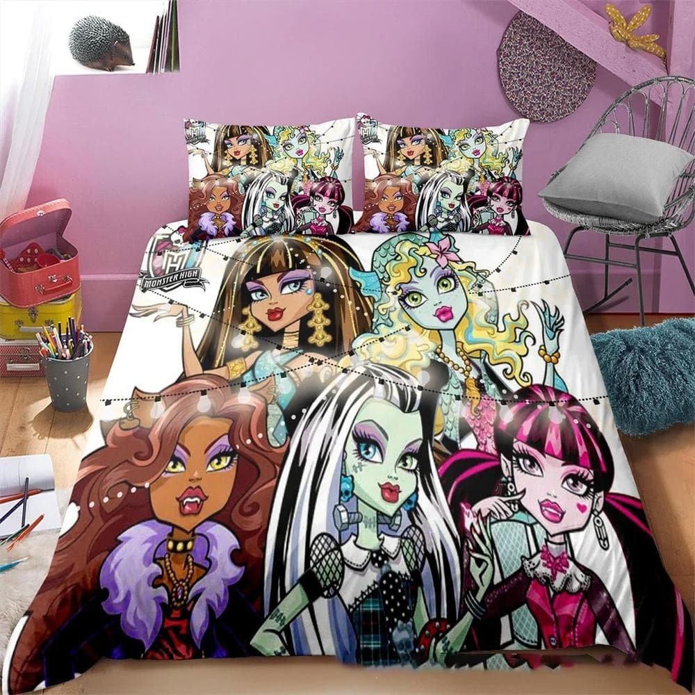 3D Printed Monster High Bedding Set Duvet Cover Bedroom Comforter Covers Single Twin King Size Quilt Cover Home Textile 2/3PCS 140X200cm-2pcs