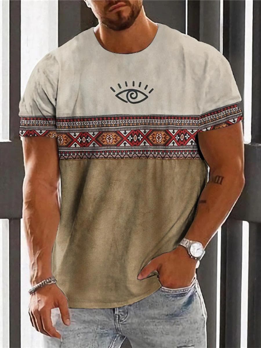 Vintage Ethnic T-shirt 3D Print Clothing O-neck Men Tops Oversized Short Sleeve Tee Summer Loose Male Streetwear Mens Clothes S