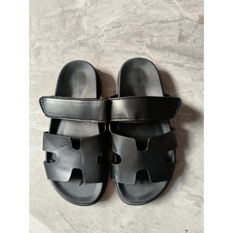 Thick Soled Sandals, Plus Size Velcro, Color Blocking, Suitable for Casual Women's Shoes, Versatile and Versatile 45 black