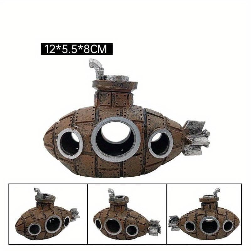 Resin Submarine Ornaments Fish Shrimp Shelter Cave Landscaping Accessories for Aquarium Fish Tank Decorations bronze
