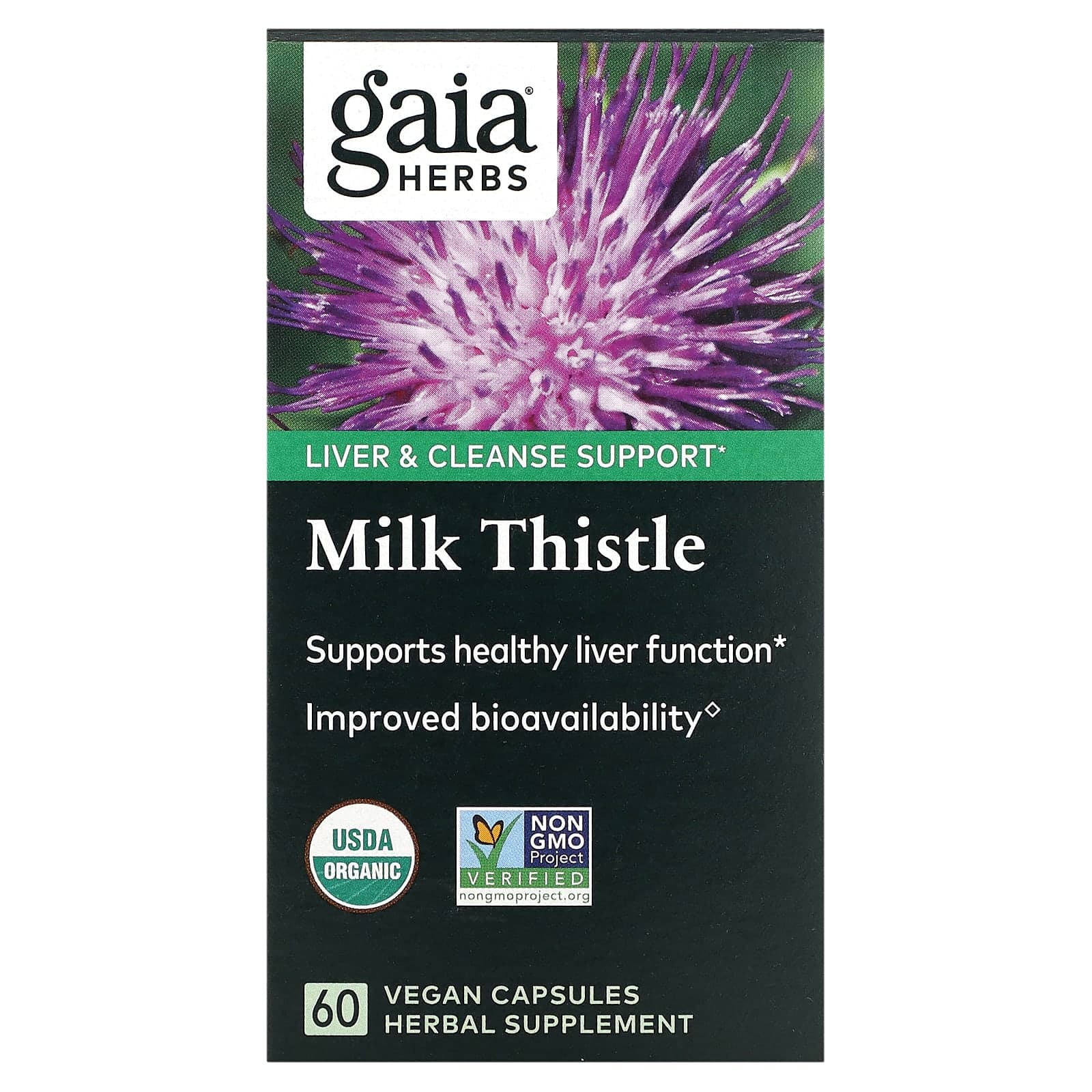 Gaia Herbs, milk thistle, 60 veggie capsules