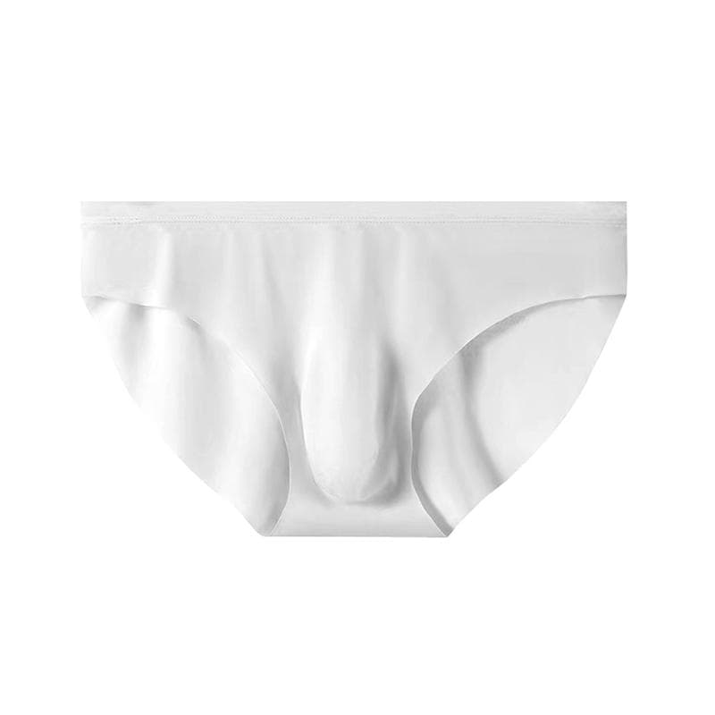 3D Men's Briefs Ice Silk Summer New Ultra-thin Transparent Seamless Sexy Quick-drying Trendy Breathable Men's Underwear 2XL white