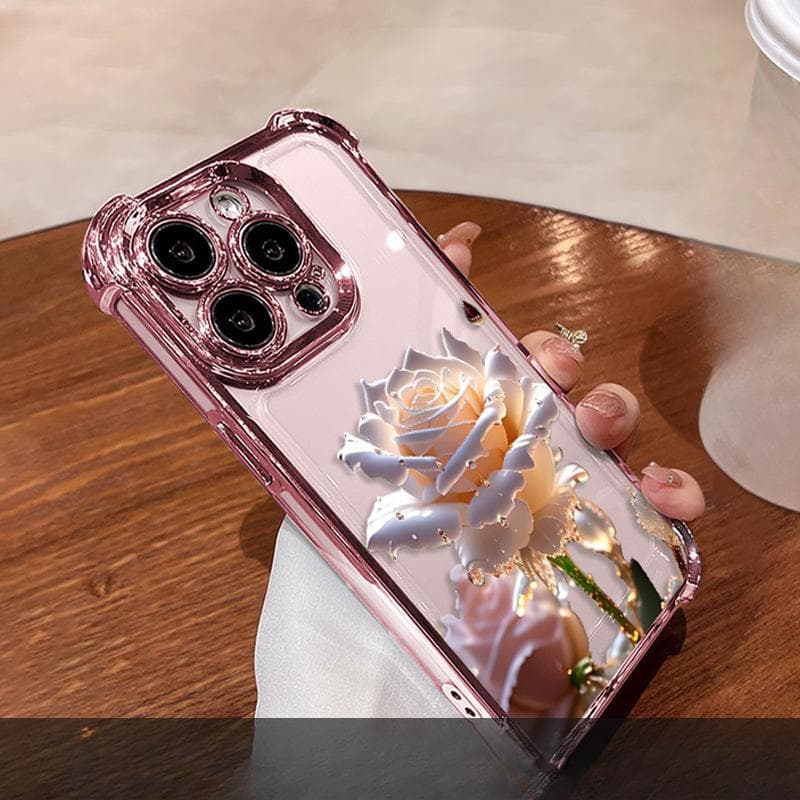 Crystal Rose Suitable for Iphone16 IPhone Case 15 High-end Sense 14promax Electroplated Flash Powder 13 Transparent iPhone 7 Plus/8 Plus