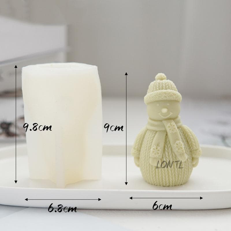 Wool Scarf Snowman Silicone Candle Mold Homemade Christmas Snowman Crafts Resin Plaster Diy Soap