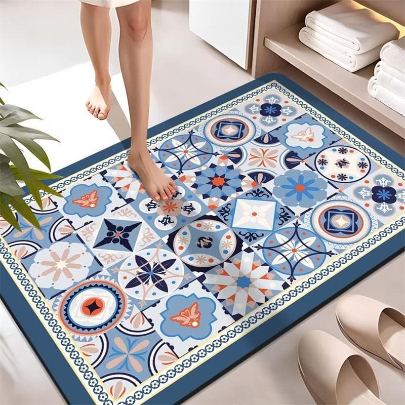 Super Absorbent Bath Floor Mat Anti Slip Bathroom Carpet Toilet Carpet Door Foot Mats Bath Non-slip Rubber Shower Rug Pad 50×80cm