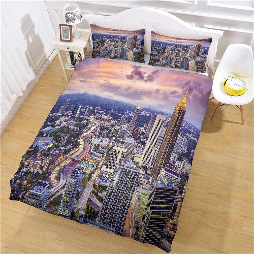 City View With Tall Buildings 3D Bedding Sets Exquisite Supplies Duvet Cover Bed Comforter Set Bedding Luxury Birthday Gift W90xL190cm