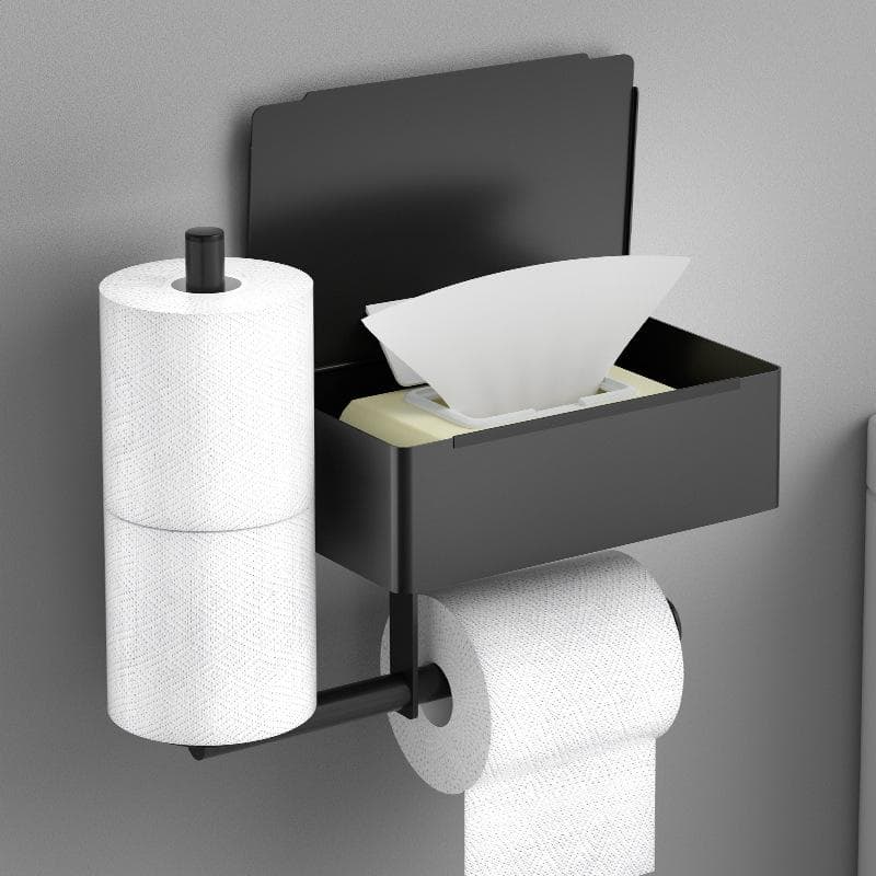 Cross-border roll paper holder can hold wet wipes stainless steel paper box no punching rack black