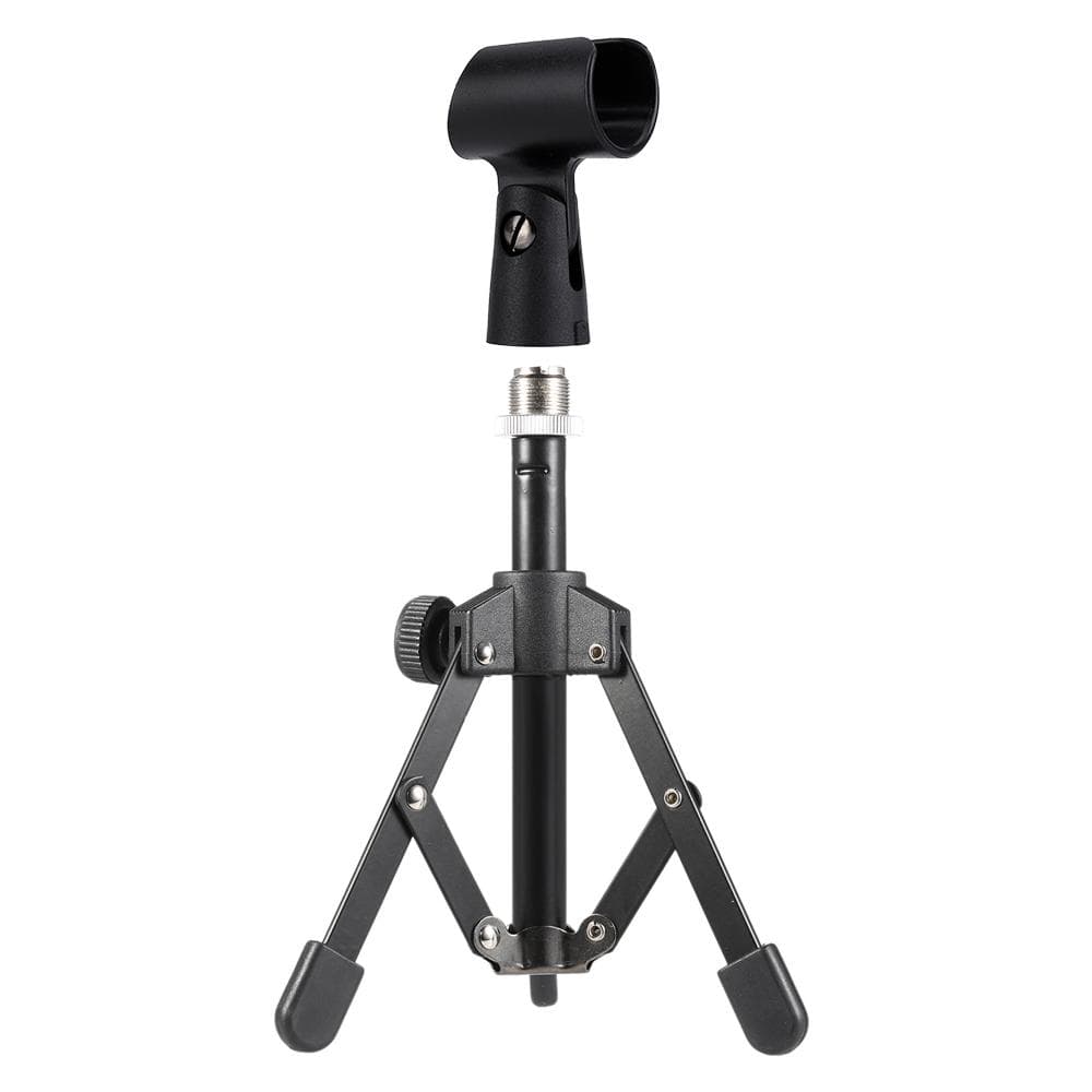 MS-12 Mini Foldable Adjustable Desktop Microphone Stand Tripod with MC5 Mic Clip Holder Bracket for
