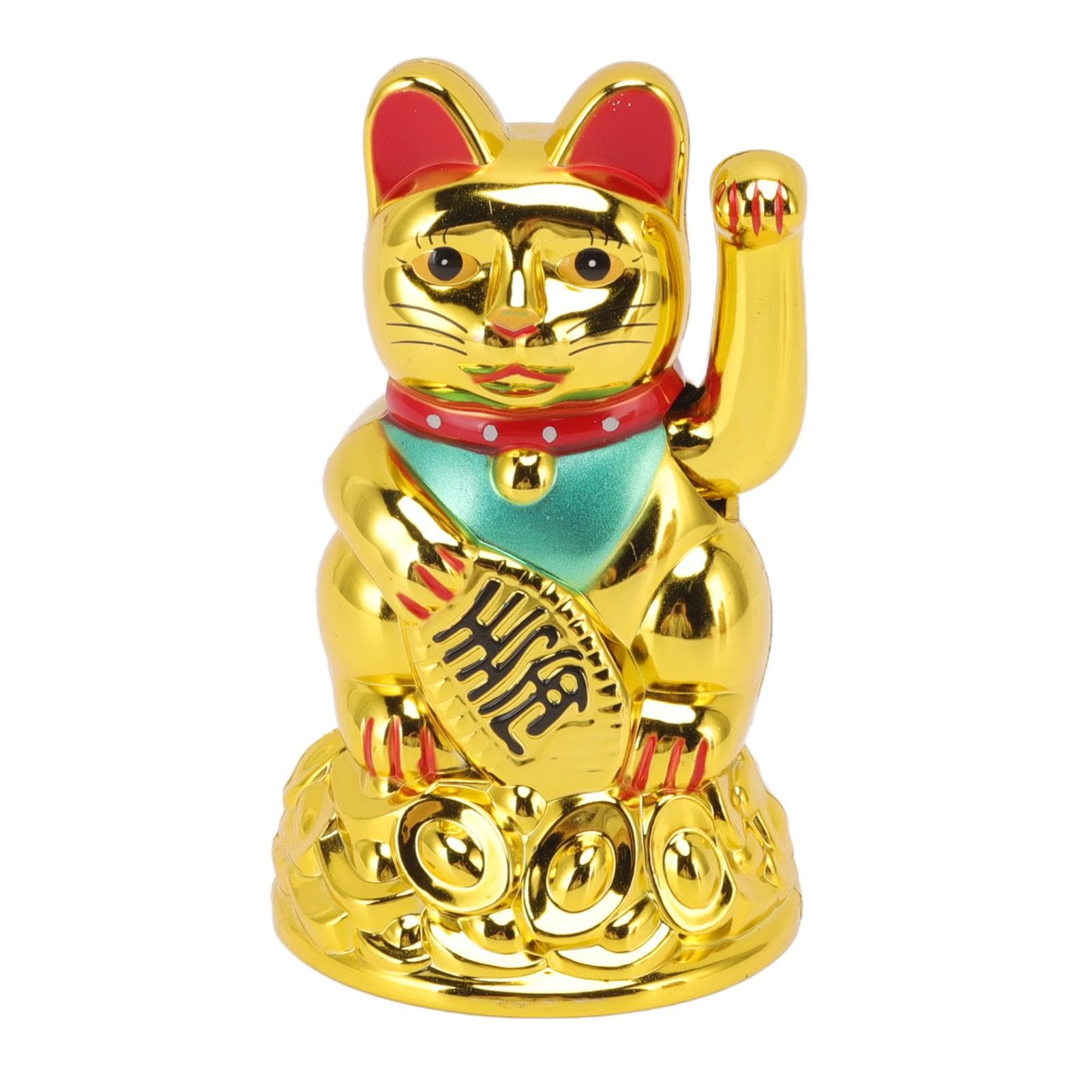 Lucky Cat Ornament Hand Waving Plastic Electric Cat Sculpture for Home Decoration Gift Giving 4.5in gold