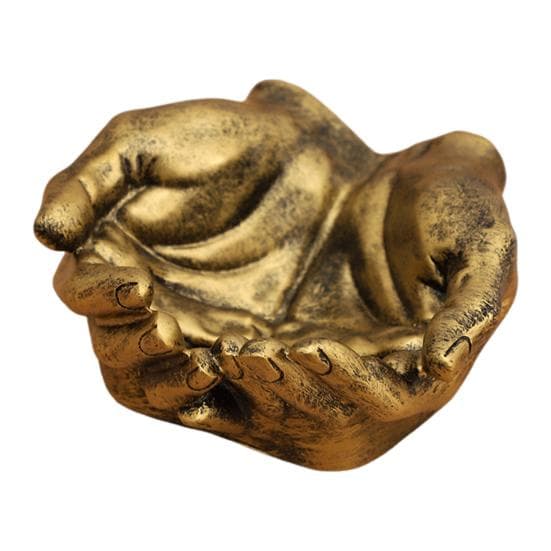 Cupped Hands Storage Bowl Palm Ornament Heavy Duty Resin Home Office bronze/coffee