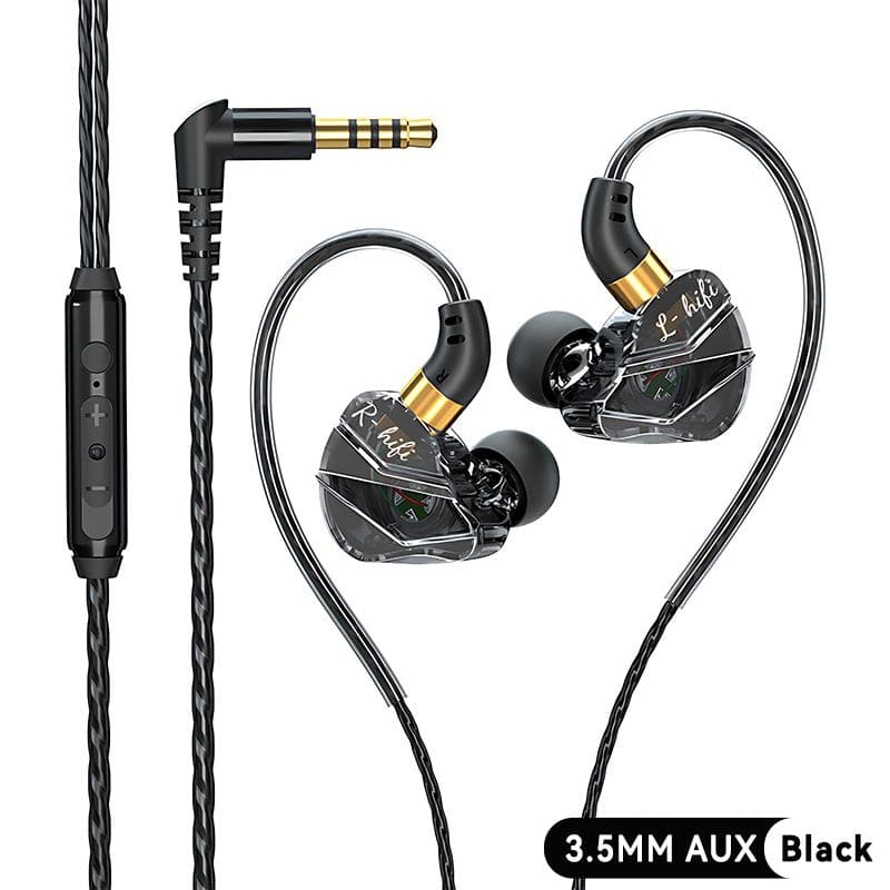 Digital Chip Wired Earphones 3.5 mm AUX/Type C 9D HIFI Heavy Bass In-Ear Headsets With MIC Headphone For Samsung Huawei Xiaomi OPPO iPad PC Black-3.5mm jack
