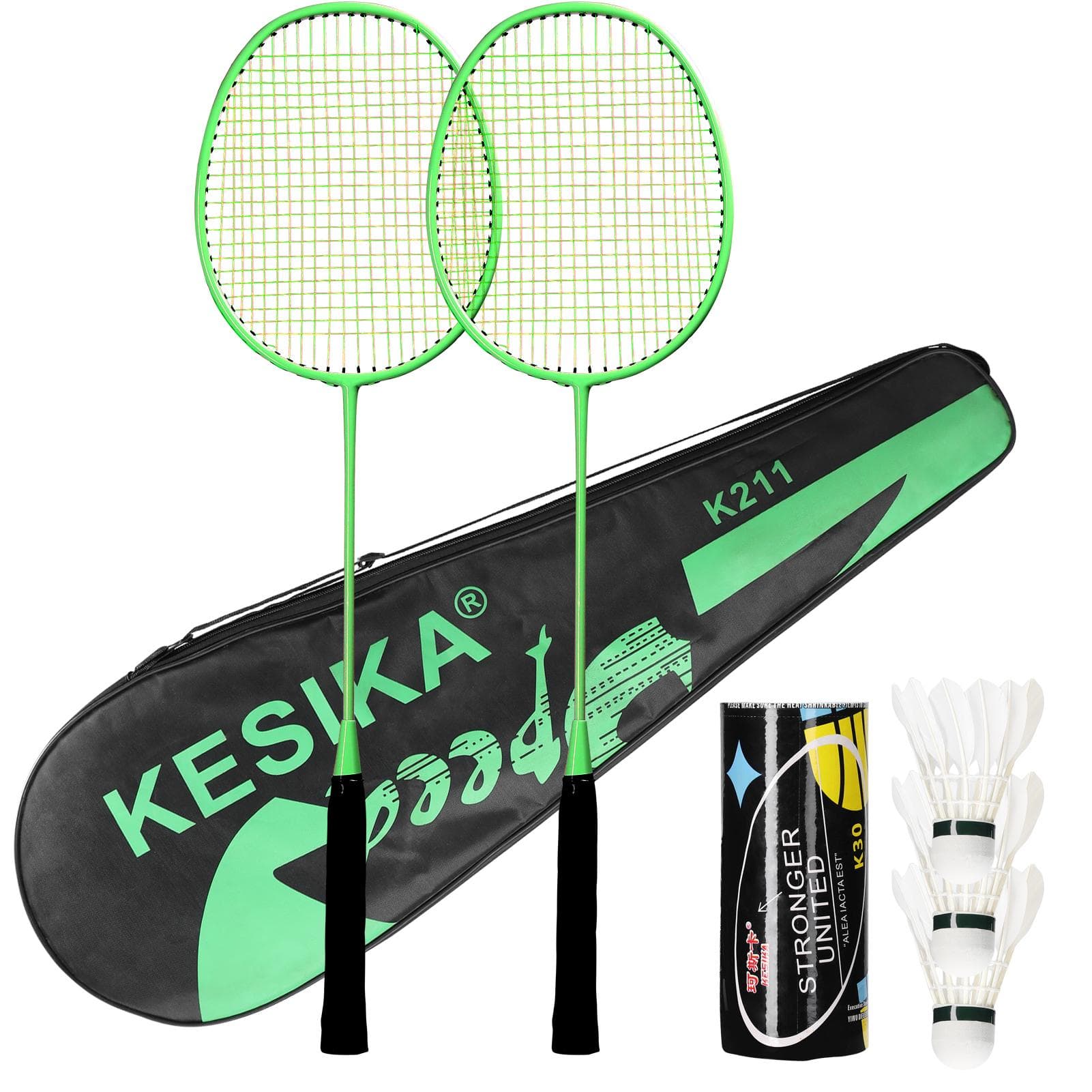 Training Badminton Racket Shuttlecock Set Physical Education Exercise Sports Equipment Iron Alloy green
