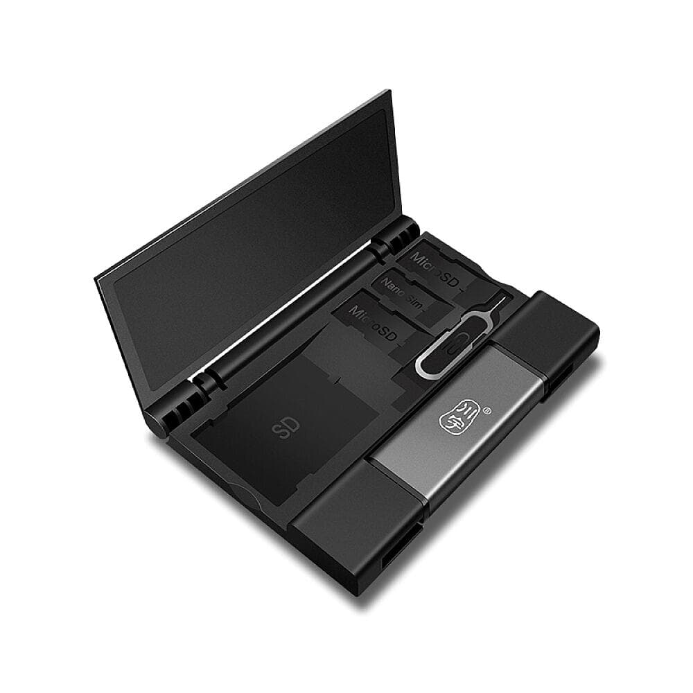 C350D USB3.1 Multifunctional Card Reader Type-C+USB+Micro USB Ports SD/TF Dual-slot for Phone grey